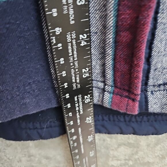 Orvis Women’s Med Blue Fleece Lined Flannel Plaid Snap Up Shirt Jacket Shacket - Picture 4 of 12